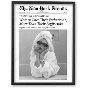 iHery Natural OAK Wood Audrey Hepburn Newspaper Trendy Framed Wall Art, 12x16 in Vintage Headline Canvas Bedroom Wall Decor, Better Late Than Ugly,Set of 1 Bathroom Print Apartment Girly Dorm Room in Kuwait