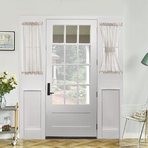 Demetex Sheer French Door Curtains Set of 2 for Back Door Curtains Small Window with Tiebacks Basic Rod Pocket, 30 x 40, White in Kuwait