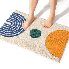 Boho Bathroom Rugs Non-Slip Abstract Bath Rugs Microfiber Cute Mat Black Washable for Tube/Washbasin/Toilet (Beige-B, 16"x24") in Kuwait