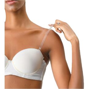Allegra K 1Pair Non-Slip Clear Bra Straps Replacement Invisible Transparent Bra Shoulder Straps Width: 1.0cm/ 3/8" Clear-White and Clear Buckle in Kuwait