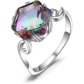 JewelryPalace يتوهم قطع 5.7ct متعدد الألوان حقيقية قوس قزح الكوارتز خواتم كوكتيل لها، 14K الأبيض الأصفر ارتفع الذهب مطلي 925 خاتم الفضة الاسترليني للنساء، خواتم مجوهرات الأحجار الكريمة الطبيعية in Kuwait