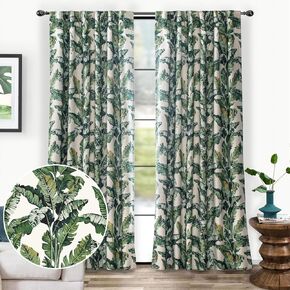 DriftAway Olive Green Linen Curtains Blackout 84 Inches Long Lined Thermal Window Drapes for Bedroom Grommet Farmhouse Leaf Home Decoration 2 Panels in Kuwait