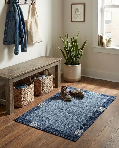 Rugs.com Angelica Collection Rug – 6 Ft Runner Light Blue Medium Rug Perfect for Hallways, Entryways in Kuwait