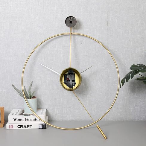 SHISEDECO Classical Large Modern Round Minimalist Wall Clock with Swing Pendulum, Non-Ticking Silent Metal Decorative Creative Art Clocks for Home, Living Room, Bedroom, Study, Office (24", Black) in Kuwait