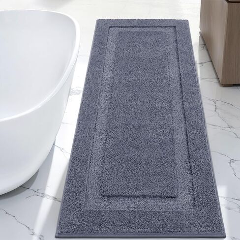 SHACOS Super Soft Bathroom Runner Rug 24"x60" Long Wide Bathroom Mat Non Slip Washable Bath Rug Runner Microfiber Absorbent Bath Mat Shower Rug for Bathroom Tub Sink (24"x60", White) in Kuwait