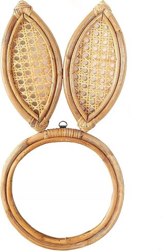 Madhu International Rattan Mirror - Decorative Wall Hanging Boho Mirror for Farmhouse, Living Room, Bedroom- Apple Shaped Wall Decor Mirror - Modern Bohemian Mirrors for Wall - 16 Inches in Kuwait