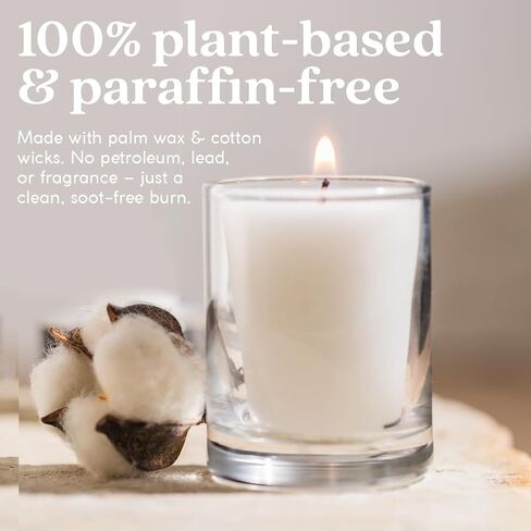 Paraffin-Free Votive Candles, Made from Vegan Palm Wax and Clean-Burning and All-Natural Votive White Candles, 15-Hour Burn Time (32 Unscented Small Candles) in Kuwait