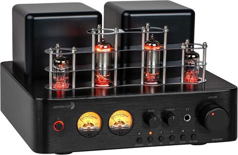 Dayton Audio HTA200 مضخم صوت ستيريو هجين هاي فاي مدمج فئة A/B بقدرة 200 وات RMS مع مخرج مضخم صوت ومخرج سماعة رأس وبلوتوث 5.0، مع مشغل تسجيل Phono Preamp وUSB DAC in Kuwait