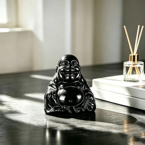 Artistone 2" Red Jasper Crystal Laughing Buddha, Healing Red Jasper Crystal Hand Carved Gemstone Crystal Buddha Statue Collection with Gift Box in Kuwait