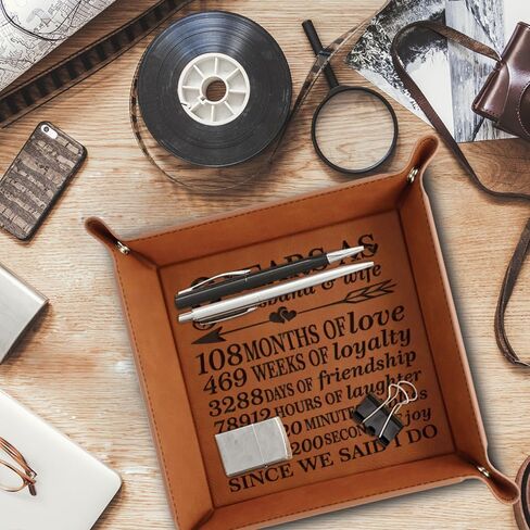 Bella Busta-9 Years as Husband and Wife- Leather is The Contemporary Modern 9th Anniversary -Engraved Leatherette Tray (Rawhide) in Kuwait