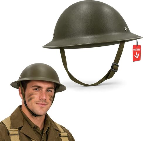 Nicky Bigs Novelties Adult WW2 Ally British Army Helmet - Lightweight Thick Plastic WW1 Reenactment Costume Hat, Olive Drab Green, Adjustable in Kuwait
