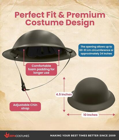Nicky Bigs Novelties Adult WW2 Ally British Army Helmet - Lightweight Thick Plastic WW1 Reenactment Costume Hat, Olive Drab Green, Adjustable in Kuwait