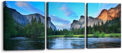 Pacimo New York Brooklyn Bridge Canvas Wall Art 3 Panels Night View Modern Landscape Artwork Cityscape Pictures Prints on Canvas Wall Decor for Home & Office Decoration - 12 x 16 inch x 3 in Kuwait