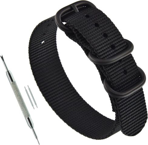 Men's Nylon Watch Band Replacement 3 Rings (18mm 19mm 20mm 21mm 22mm 23mm 24mm) in Kuwait