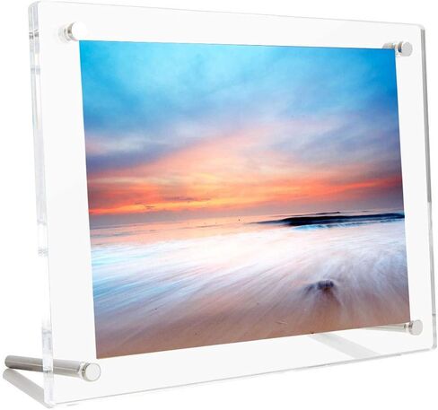 B&NN 8x10 Acrylic Picture Frame Floating Look，3MM + 3MM Thickness Clear Photo Frame ，Desktop Frameless Display ，Self Standing (8 x 10) in Kuwait
