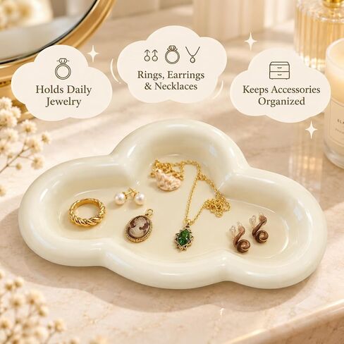MIXDOM Ceramic Ring Holder Dish Jewelry Tray, Decorative Trinket Dish for Rings Earrings Necklaces Bracelet Watch Keys, Bridal Shower Gifts, Gift for Her (Owl) in Kuwait