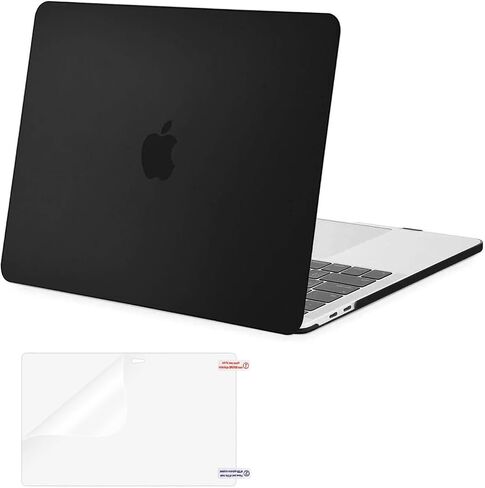 حافظة MOSISO متوافقة مع جهاز MacBook Pro 13 بوصة M2 2024، 2023، 2022-2016 A2338 M1 A2251 A2289 A2159 A1989 A1708 A1706 مع/بدون شريط لمس، غطاء بلاستيكي صلب وواقي شاشة، أسود in Kuwait