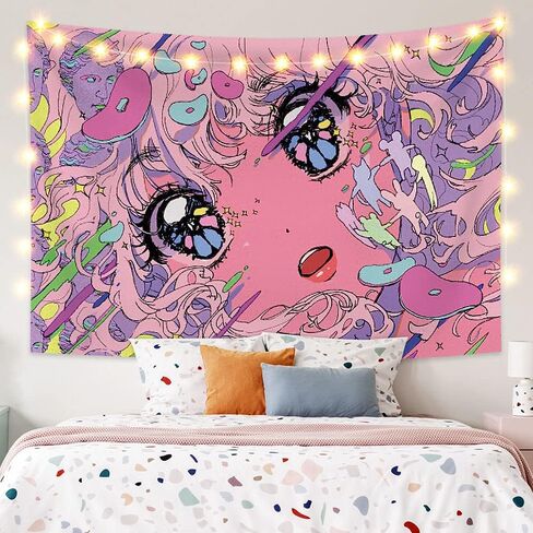 SUFUZEGA اليابانية أنيمي فتاة نسيج Kawaii الجمالية 3D الطباعة الفن أنيمي الجدار شنقا، لغرفة المعيشة غرفة نوم ديكور النوم (60L × 50W، R15) in Kuwait