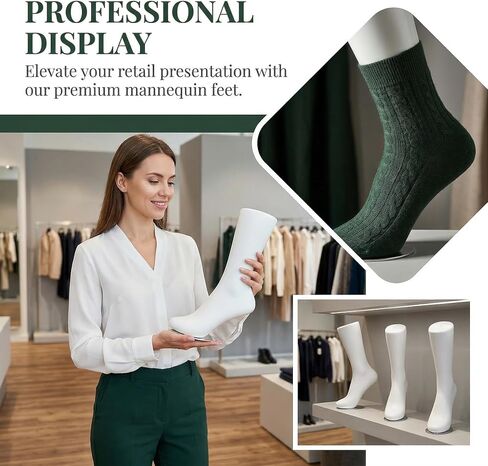 Cabilock White Mannequin Foot Display Ankle Bracelet Shoe Sock Model Display Plastic Short Stocking Mannequin Human Foot Display Mold for Shop Home in Kuwait