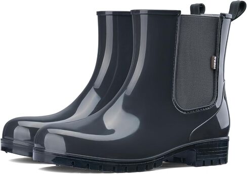 HISEA Short Rain Boots for Women Waterproof Garden Shoes Anti-Slipping Ankle Chelsea Rainboots for Ladies with Comfort Insole Lightweight Stylish Rubber Rain Shoes Outdoor Work Booties in Kuwait