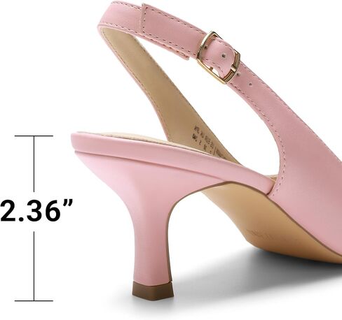 DREAM PAIRS Women's Kitten Slingback Heels Pumps | Closed Pointed Toe Low Heels Sexy Casual Dress Shoes for Party Wedding Office Work and Shopping in Kuwait