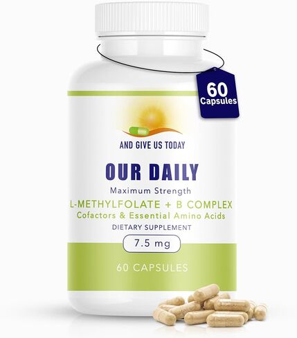 Our Daily Vites L-Methylfolate B Complex Cofactors & Essential Amino Acids (2.5mg) - Active Folate, Methylated B12 Methylcobalamin, B6 and Glycine - 60 Count in Kuwait