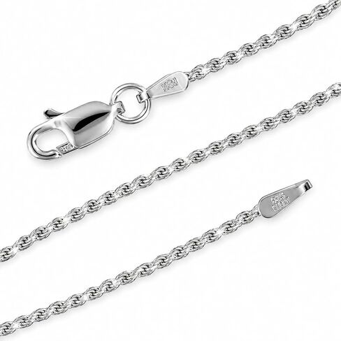 Sterling Silver 1.3mm Diamond-Cut Rope Chain Necklace Solid Italian Nickel-Free, 14-36 Inch in Kuwait