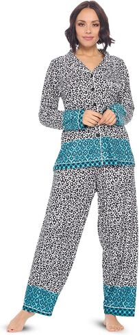 Casual Nights Womens Pajamas Set – Pants and Long Sleeve Sleep Wear for Ladies in Kuwait