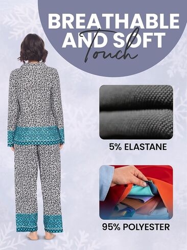 Casual Nights Womens Pajamas Set – Pants and Long Sleeve Sleep Wear for Ladies in Kuwait