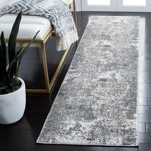 SAFAVIEH Aston Collection Area Rug - 9' x 12', Ivory & Grey, Modern Abstract Design, Non-Shedding & Easy Care, Ideal for High Traffic Areas in Living Room, Bedroom (ASN705A) in Kuwait