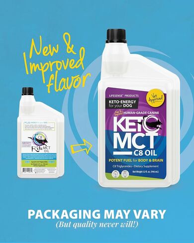 Lifesense C8 Keto MCT Oil for Dogs Sourced from Coconut Oil, Human Grade,Keto Friendly, 32 oz, Developed in USA by PhD Nutrition in Kuwait