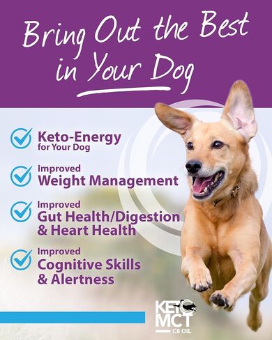 Lifesense C8 Keto MCT Oil for Dogs Sourced from Coconut Oil, Human Grade,Keto Friendly, 32 oz, Developed in USA by PhD Nutrition in Kuwait