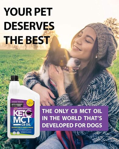 Lifesense C8 Keto MCT Oil for Dogs Sourced from Coconut Oil, Human Grade,Keto Friendly, 32 oz, Developed in USA by PhD Nutrition in Kuwait