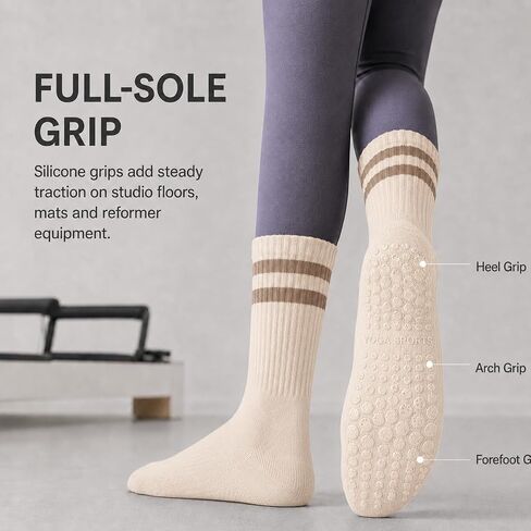 5 Pairs Yoga Socks Women's Medium Warm and shock-absorbing floor Socks Cotton Fitness Dance pilates Girl's Stockings Non slip Sports Thick sole, Multicolor in Kuwait