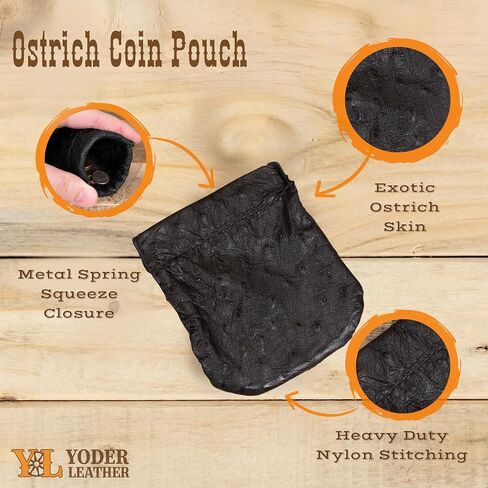Genuine Ostrich Skin Leather Spring Loaded Coin Pouch in Kuwait