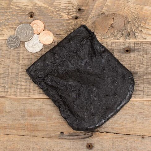 Genuine Ostrich Skin Leather Spring Loaded Coin Pouch in Kuwait