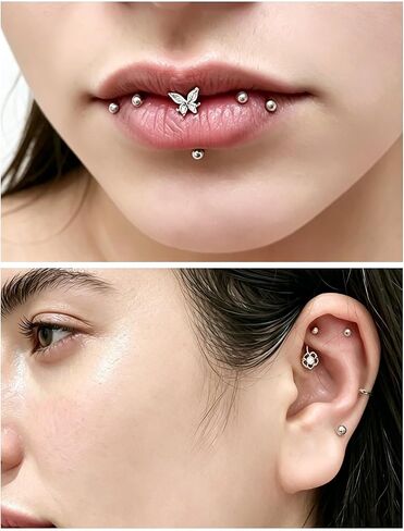 Jenxnjsjo Eyebrow Piercing Jewelry Eyebrow Rings Rook Earrings Rook Piercing Jewelry Eyebrow Piercing Daith Piercing Jewelry Eyebrow Rings for Women Vertical Labret Lip Jewelry Eyebrow Jewelry in Kuwait
