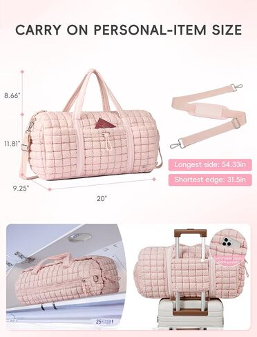 CLUCI Weekender Travel Bag for Women Puffer Tote Bag Carry On Duffle Overnight Bags with Shoe Compartment in Kuwait