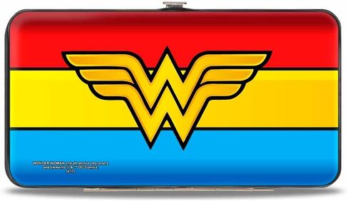 Buckle-Down Hinge Wallet - Wonder Woman Logo/Stripe Red/Yellows/Blue in Kuwait