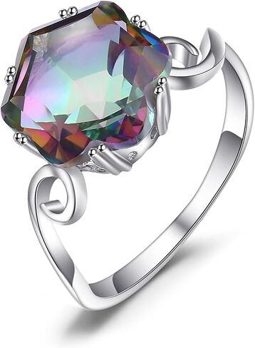 JewelryPalace يتوهم قطع 5.7ct متعدد الألوان حقيقية قوس قزح الكوارتز خواتم كوكتيل لها، 14K الأبيض الأصفر ارتفع الذهب مطلي 925 خاتم الفضة الاسترليني للنساء، خواتم مجوهرات الأحجار الكريمة الطبيعية in Kuwait