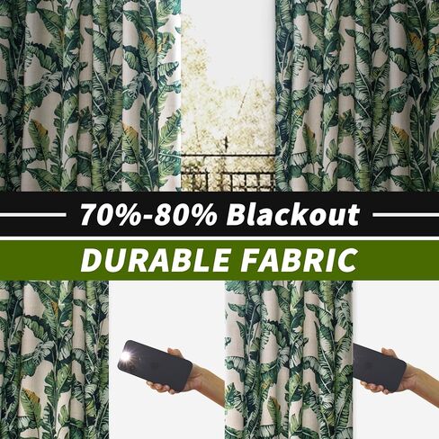 DriftAway Olive Green Linen Curtains Blackout 84 Inches Long Lined Thermal Window Drapes for Bedroom Grommet Farmhouse Leaf Home Decoration 2 Panels in Kuwait