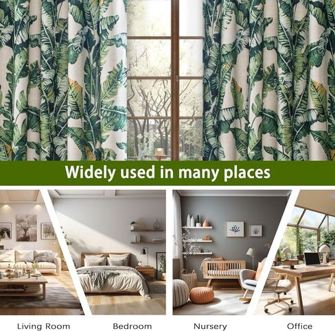 DriftAway Olive Green Linen Curtains Blackout 84 Inches Long Lined Thermal Window Drapes for Bedroom Grommet Farmhouse Leaf Home Decoration 2 Panels in Kuwait
