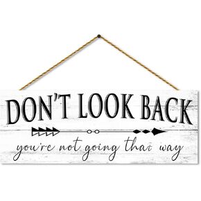 Farmhouse Themed Inspirational Signs: Motivational Quotes "Don't Look Back" Canvas Prints Decor - Vintage Office Decoration Rustic Wall Plaque for Home 6" x 15" in Kuwait