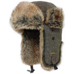HEYANN Winter Trapper Hat,Warm Faux Fur Aviator Hat,Russian Trooper Hunting Ski Hat with Ear Flaps for Men & Women(BrownGH,L/XL) in Kuwait