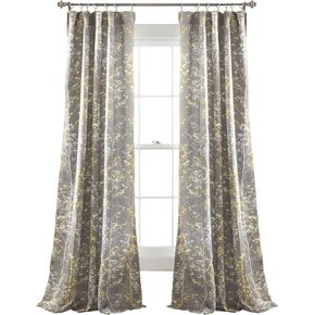 مجموعة ستائر نافذة معتمة من Lush Decor Forest مقاس 84 × 52 1 - مجموعة ستائر نافذة داكنة على شكل فرع شجرة للمعيشة وتناول الطعام وغرفة النوم (زوج)، مقاس 84 × 52 بوصة، باللون الأزرق الداكن in Kuwait