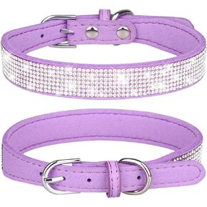 PETPUBGNZS Rhinestone Dog Collar Soft Velvet Leather Cat Collars Cute Luxury Diamond Studded Bling Dog Collar Necklaces Adjustable Puppy Collar for Small Medium Large Dogs Cats Kitten (Pink,XS) in Kuwait