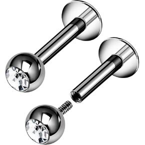 BanaVega 2 قطعة التيتانيوم G23 ترصيع Labret داخليًا 16 جرام 1.2 مللي متر 3 مللي متر الكرة مونرو الزنمة أقراط الشفاه ثقب المجوهرات اختيار الحجم واللون in Kuwait