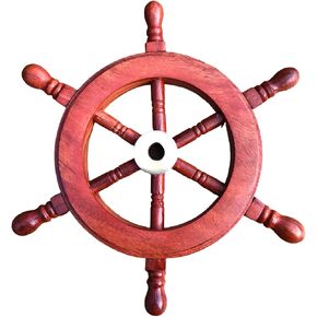 36" Nautical Wood Ship Wheels Handcrafted Captain's Boat Ship Steering Wheel Hanging Ornament Beach Themed Ship Steering Wheel Ocean Maritime Navy Decor in Kuwait