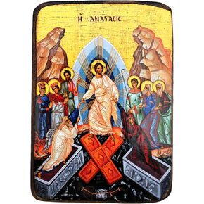 Wooden Greek Christian Orthodox Wood Icon of the Resurrection / A0 in Kuwait