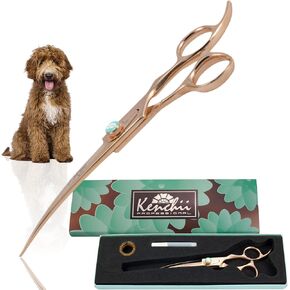 Kenchii Rose Dog Grooming Scissors, 8 Inch Curved Shears, Dog Scissors for Grooming, Ergonomic Design for Comfort and Precision, Heavy Duty, Durable and Sharp in Kuwait